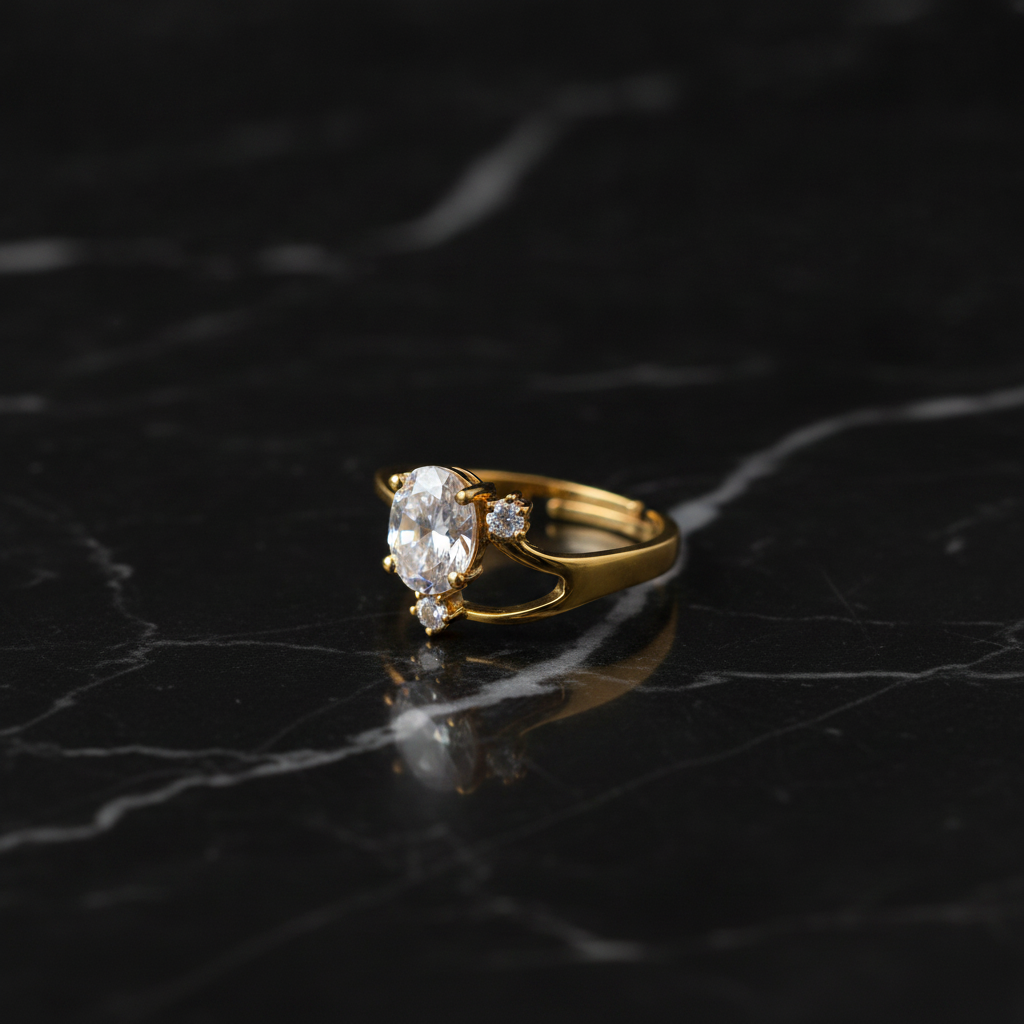 Elegant Oval Cut Crystal Solitaire Ring for Women