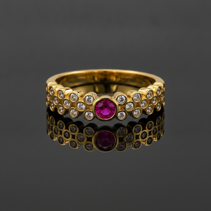 Regal Ruby Halo Cascade Statement Ring for Women