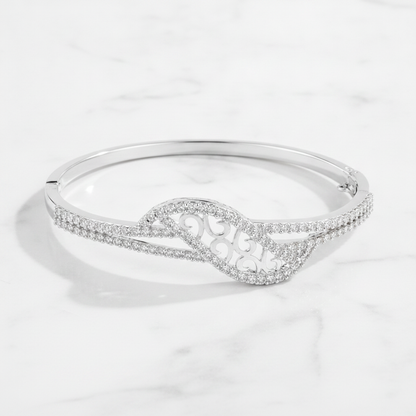 Royal Swirl CZ Stainless Silver Designer Bracelet For Women & Girls