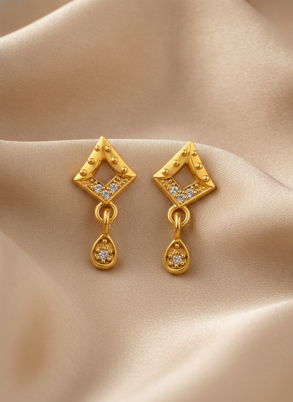 Royal Geometric Teardrop Crystal Drop Earrings for Women