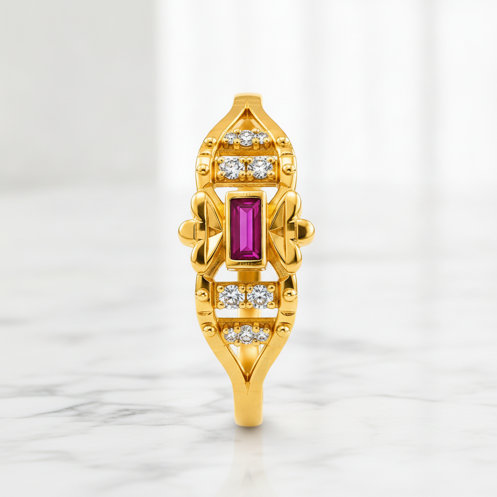 Royal Ruby Emblem Sparkle Statement Ring for Women