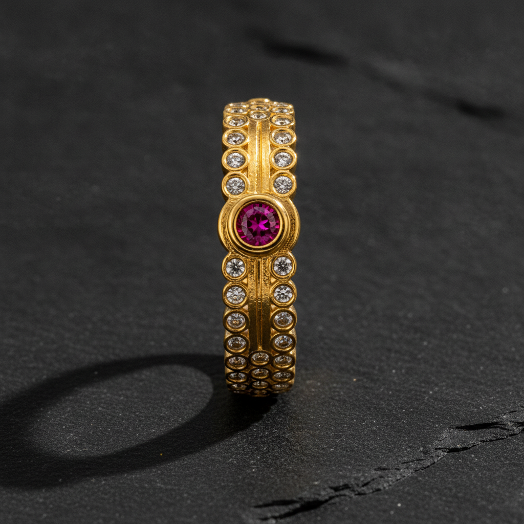 Regal Crimson Halo Statement Ring
