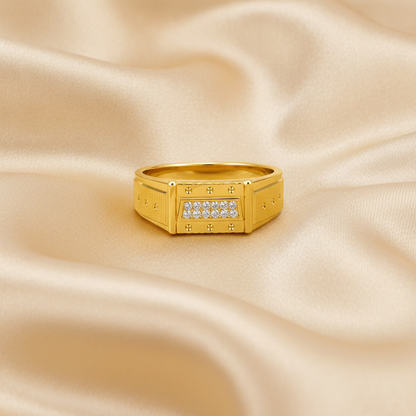 Premium Crystal CZ Rectangular Statement Ring for Men