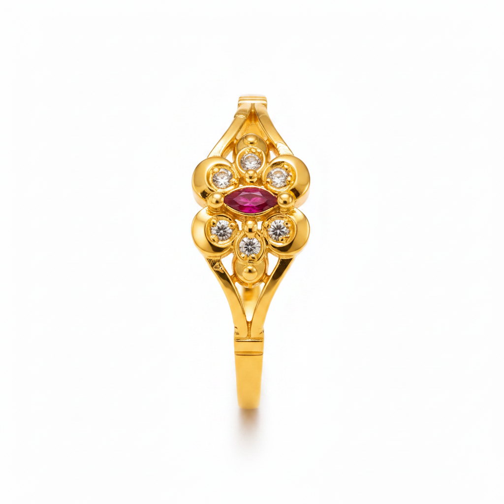 Imperial Ruby Floral Halo Ring