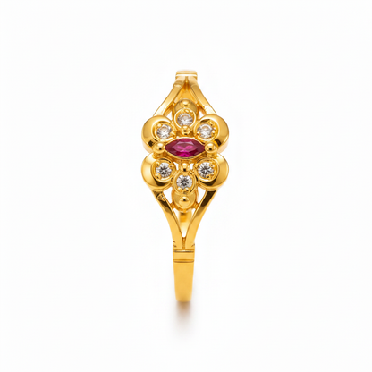 Imperial Ruby Floral Halo Ring