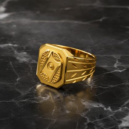 Imperial Hexagon Engraved Statement Ring