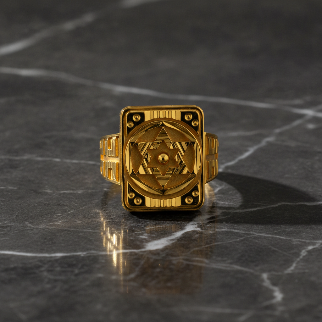 Royal Geometric Star Medallion Statement Ring