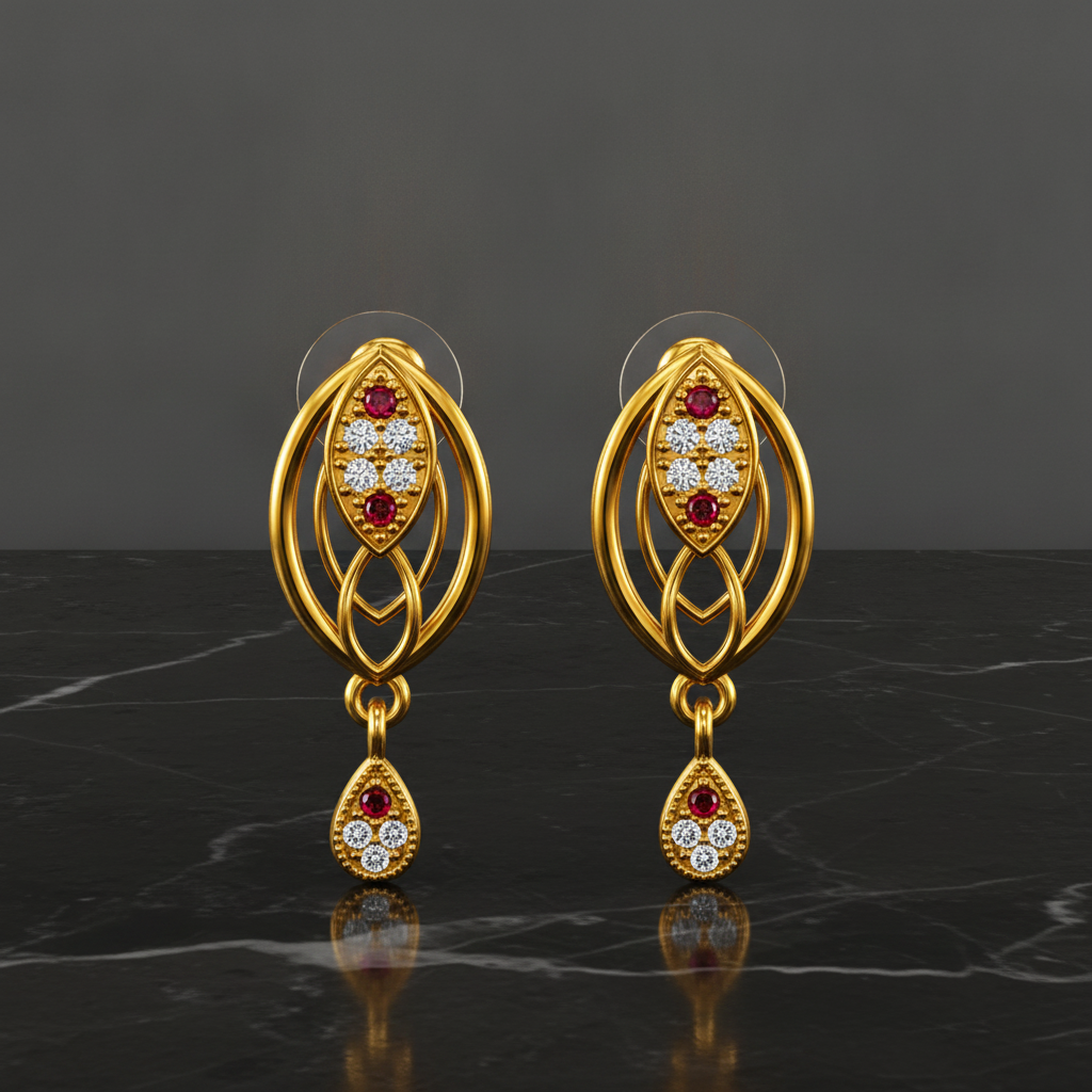 Radiant Interwoven Geometric Eye-Shape Stud Earrings