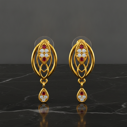 Radiant Interwoven Geometric Eye-Shape Stud Earrings