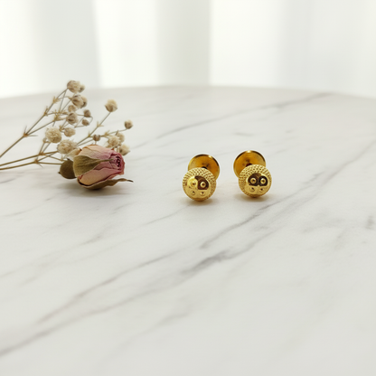 NuGold Textured Round Gold-Toned Stud Earrings for Women