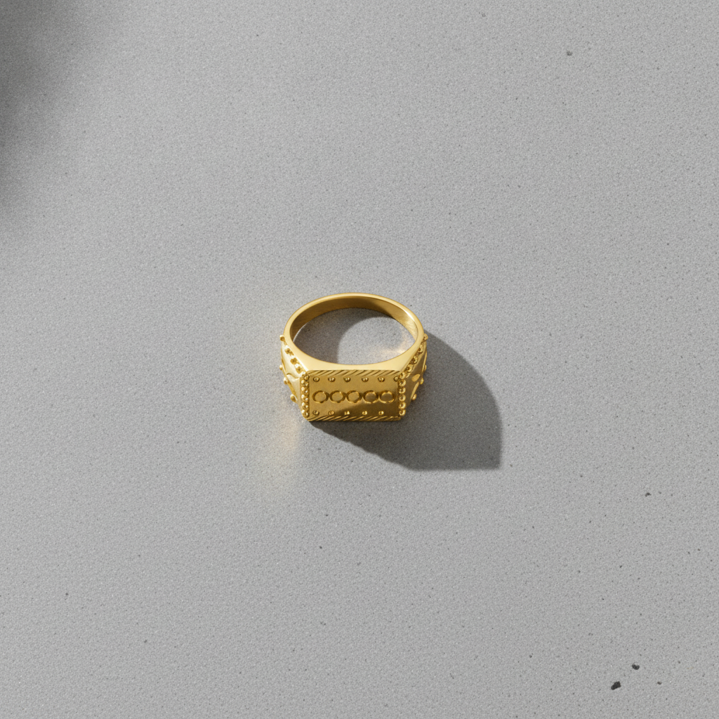 NUGOLD Royal Heritage Geometric Statement Ring for Men