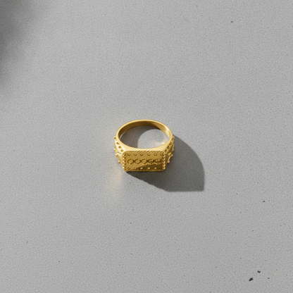 NUGOLD Royal Heritage Geometric Statement Ring for Men