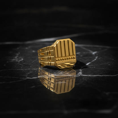 Regal Vertical Engraved Panel Statement Ring