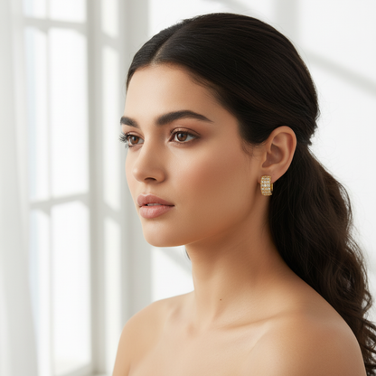 NuGold Luxe Pavé Crystal Gold-Toned Huggie Hoop Earrings for Women