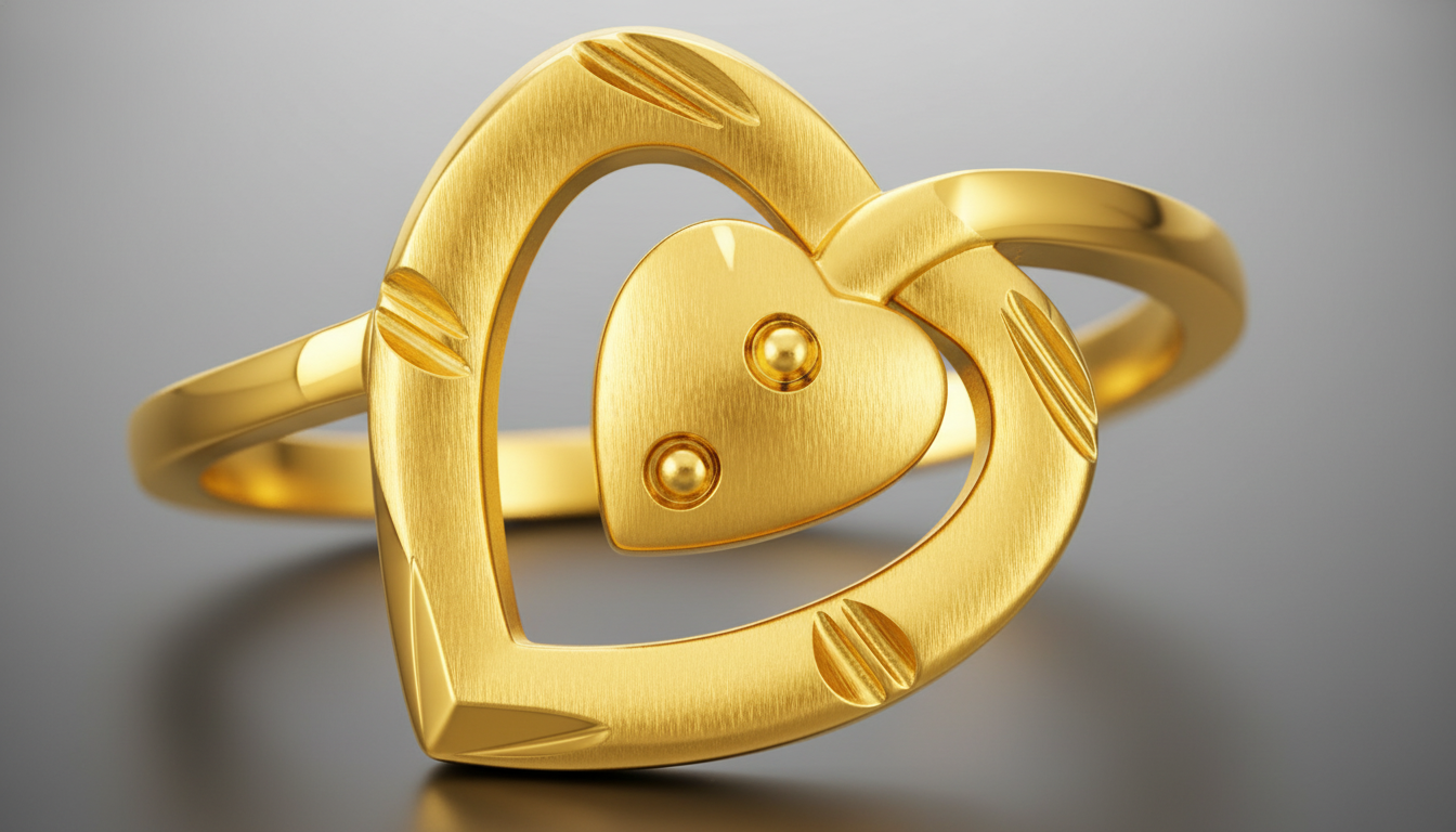 NuGold Double Heart Love Ring