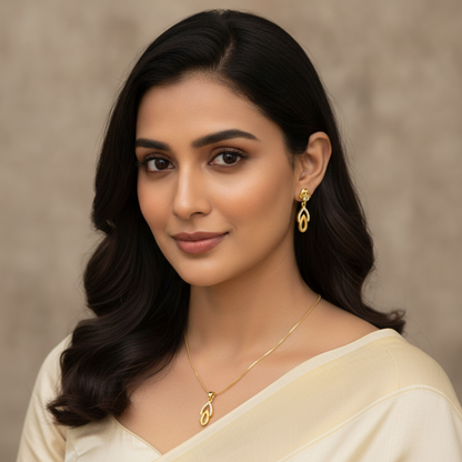 NUGOLD Finish Teardrop Pendant Necklace & Earrings Set for Women