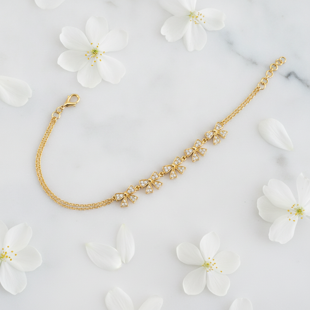 Imperial Sparkling Bow Chain Bracelet for Women & Girls