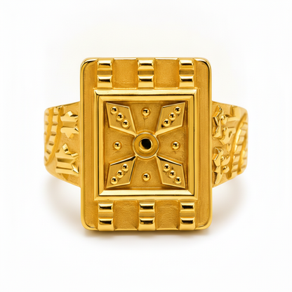Royal Chakra Heritage Square Gold Statement Ring for Men