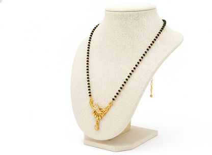 NUGOLD Classic Black Bead Mangalsutra with Designer Pendant