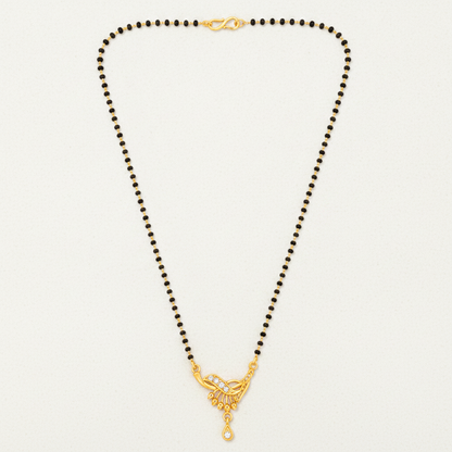 NUGOLD Classic Black Bead Mangalsutra with Designer Pendant