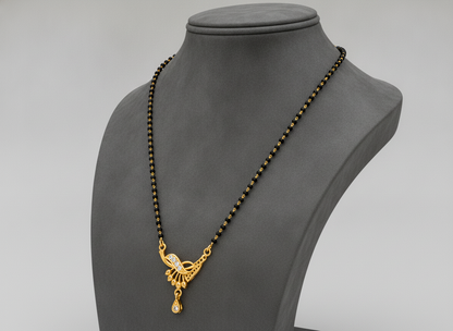 NUGOLD Classic Black Bead Mangalsutra with Designer Pendant