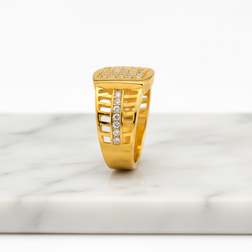 Premium Square Pavé Statement Ring for Men