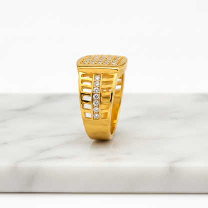 Premium Square Pavé Statement Ring for Men