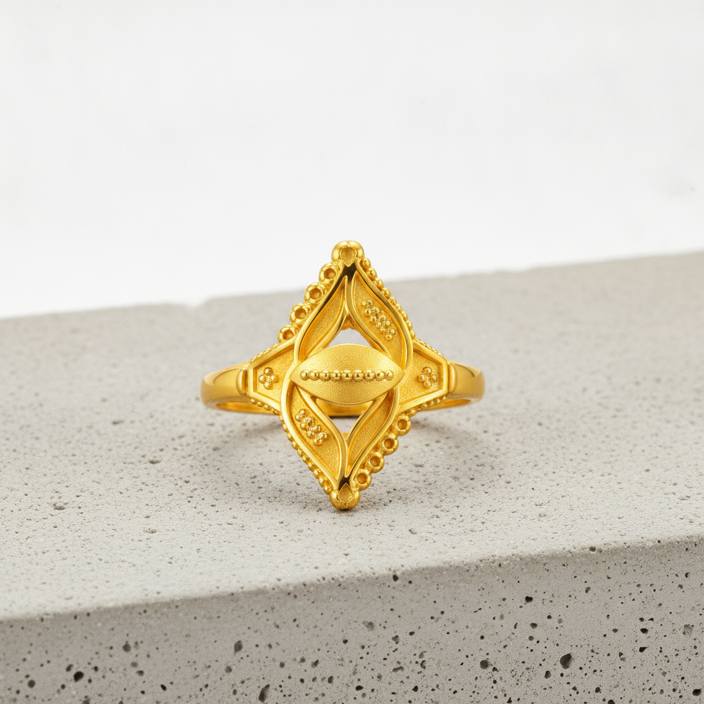 Regal Leaf Crest Heritage Statement Ring for Women