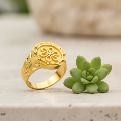 Imperial Six-Petal Medallion Heritage Ring for Men