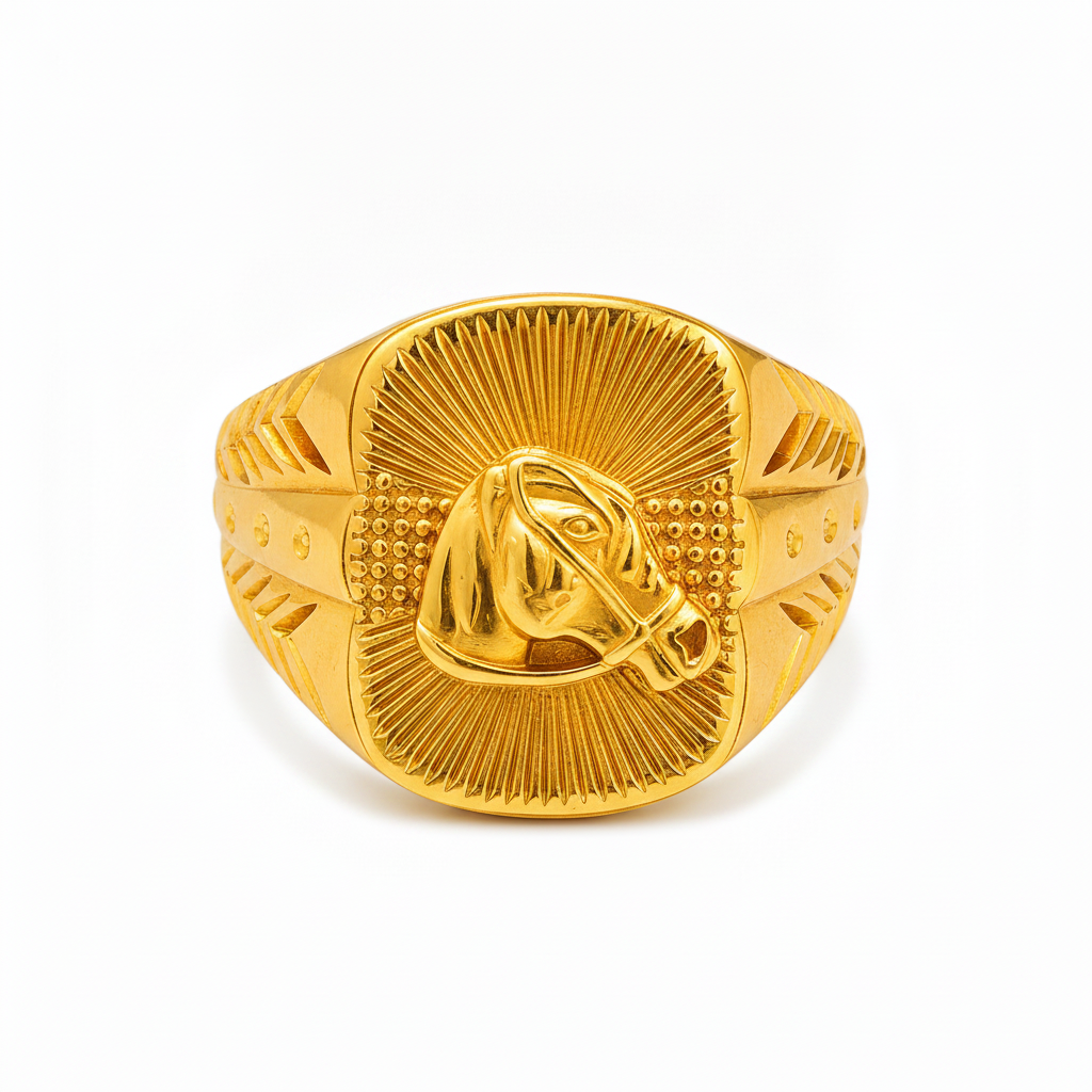 Royal Equestrian Crest Heritage Statement Ring for Men