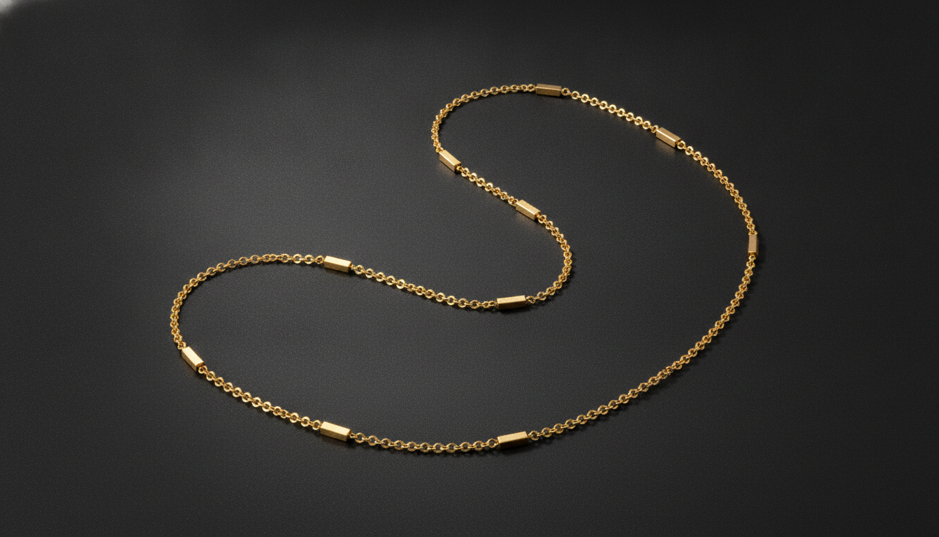 NUGOLD Minimalist Gold Link Chain with Bar For Unisex