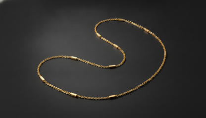 NUGOLD Minimalist Gold Link Chain with Bar For Unisex