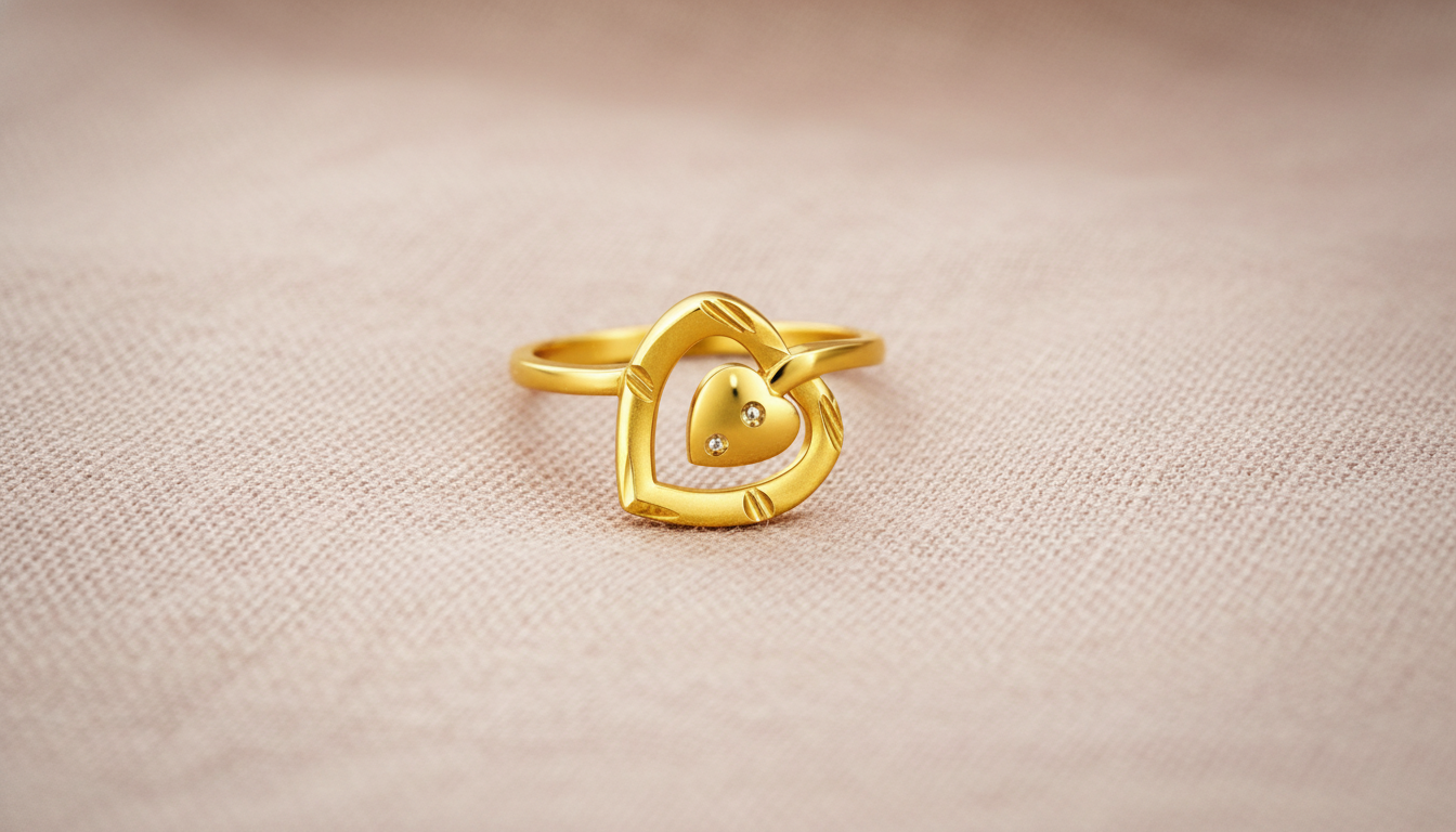 NuGold Double Heart Love Ring