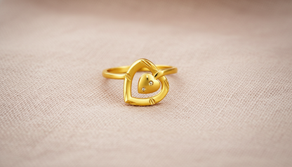 NuGold Double Heart Love Ring