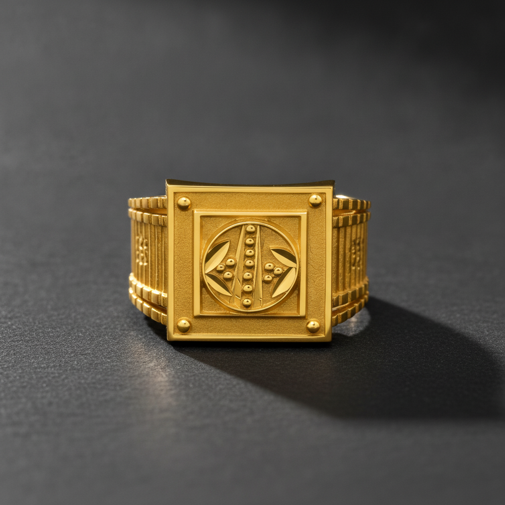 Imperial Emblem Geometric Statement Ring for Men