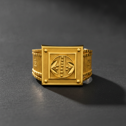 Imperial Emblem Geometric Statement Ring for Men