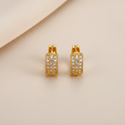 NuGold Luxe Pavé Crystal Gold-Toned Huggie Hoop Earrings for Women