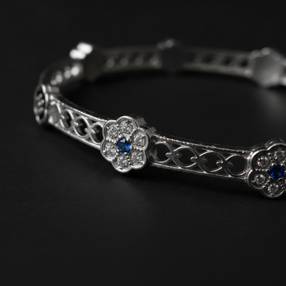 925 Silver Flower Pattern Bangles