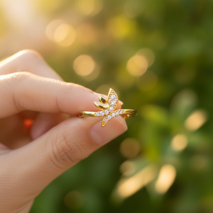 NUGOLD Delicate Butterfly CZ Fashion Ring