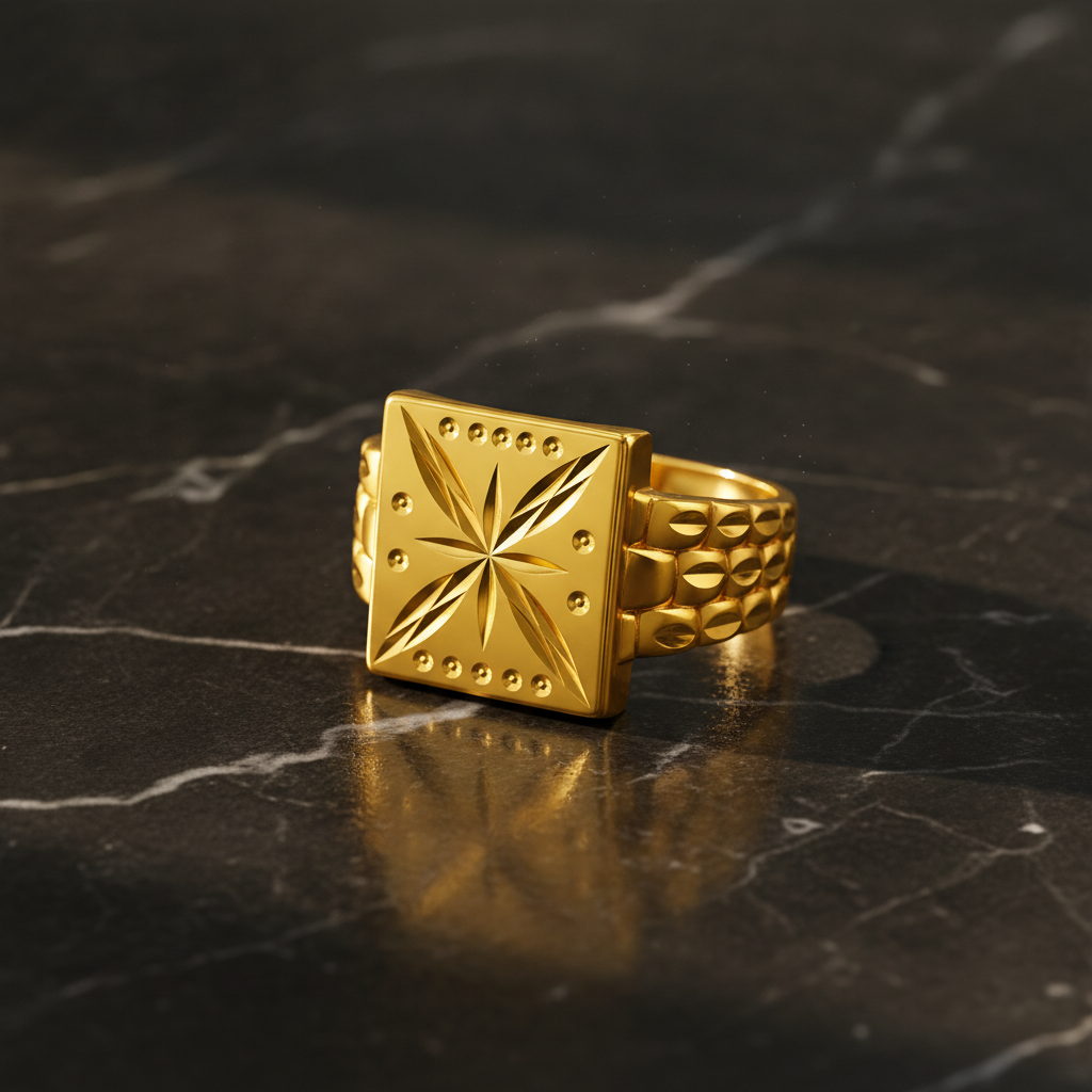 Regal Starburst Geometric Statement Ring for Men