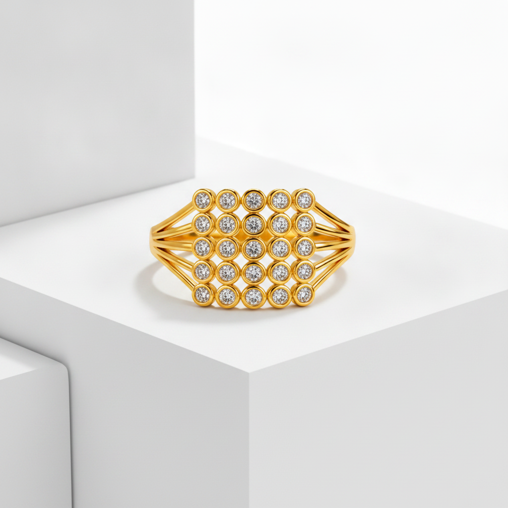 Royal Radiance Grid Sparkle Statement Ring for Women