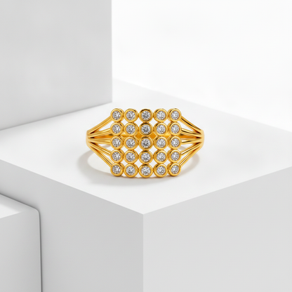 Royal Radiance Grid Sparkle Statement Ring for Women