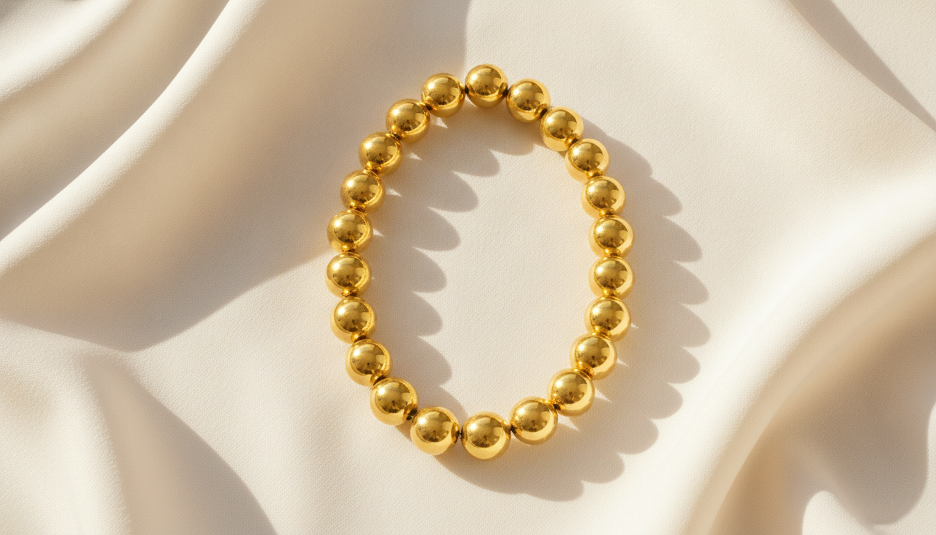 NUGOLD Premium Gold Beaded Bracelet for Girls & Women