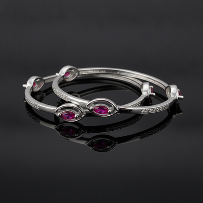 925 Silver Ruby & Cubic Zirconia Bangles for Women
