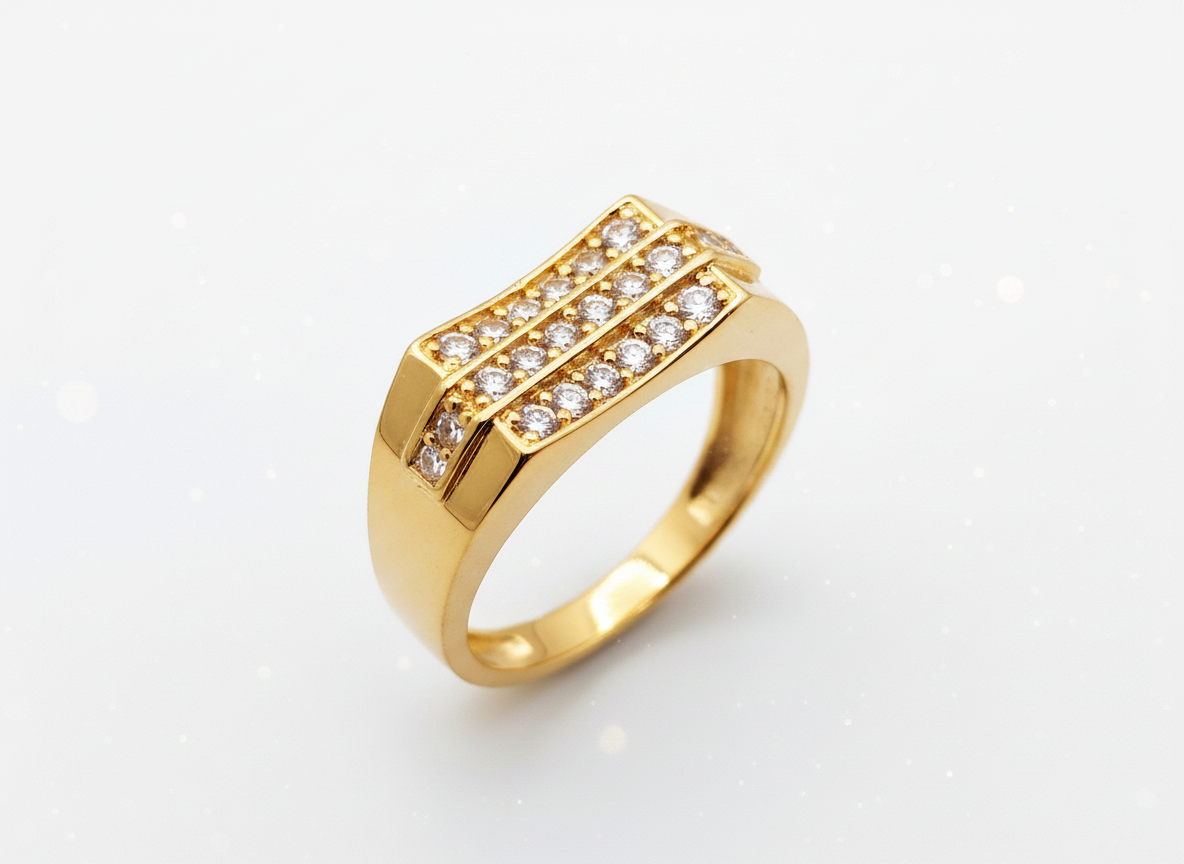 NuGold Luxe Triple Row Zircon Ring