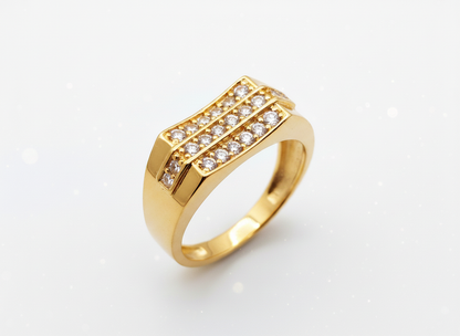 NuGold Luxe Triple Row Zircon Ring