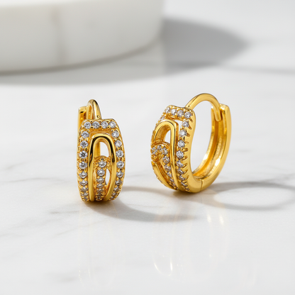 Luxury Gold Diamond Hoop Earrings For Women & Girls