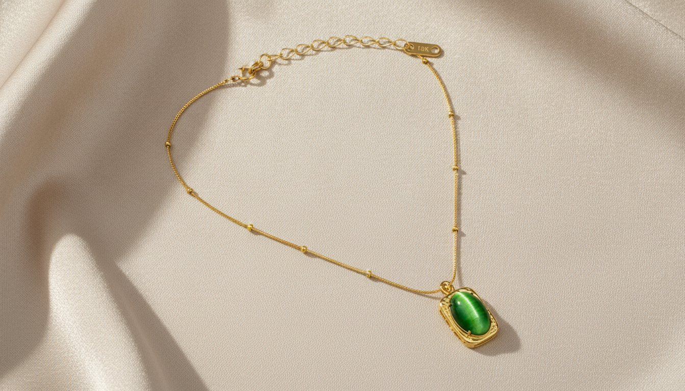 Luxe Green Stone Gold Pendant Necklace for Women
