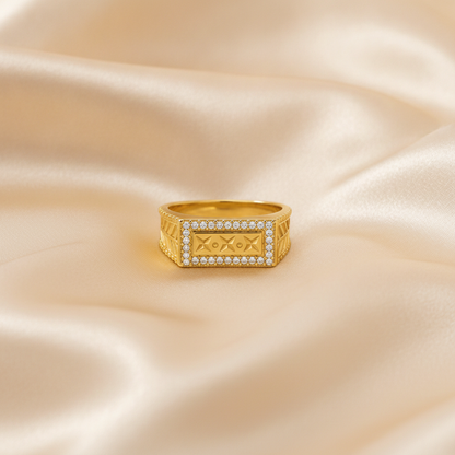 Imperial Geometric Crest Pavé Statement Ring