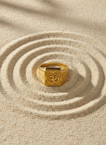 NuGold Divine Om Classic Gold Signet Ring for Men